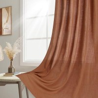 Joywell Terracotta Back Tab Linen Curtains 96 Inches Long 2 Panels For Living Room Bedroom Neutral Boho Farmhouse Rustic Light F