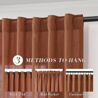 Joywell Terracotta Back Tab Linen Curtains 96 Inches Long 2 Panels For Living Room Bedroom Neutral Boho Farmhouse Rustic Light F