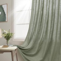 Joywell Sage Green Back Tab Linen Curtains 102 Inches Long 2 Panels For Living Room Bedroom Neutral Boho Farmhouse Rustic Light