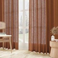 Joywell Terracotta Back Tab Rod Pocket Linen Curtains 84 Inches Long 2 Panels For Living Room Bedroom Neutral Boho Farmhouse Rus