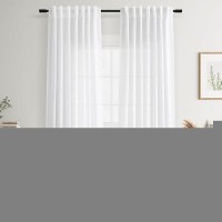 Joywell White Back Tab Linen Curtains 80 Inches Long 2 Panels For Living Room Bedroom Neutral Boho Farmhouse Rustic Light Filter