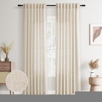 Joywell Linen Back Tab Linen Curtains 80 Inches Long 2 Panels For Living Room Bedroom Neutral Boho Farmhouse Rustic Light Filter