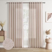 Joywell Oatmeal Back Tab Linen Curtains 90 Inches Long 2 Panels For Living Room Bedroom Neutral Boho Farmhouse Rustic Light Filt