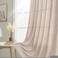 Joywell Oatmeal Back Tab Linen Curtains 108 Inches Long 2 Panels For Living Room Bedroom Neutral Boho Farmhouse Rustic Light Fil