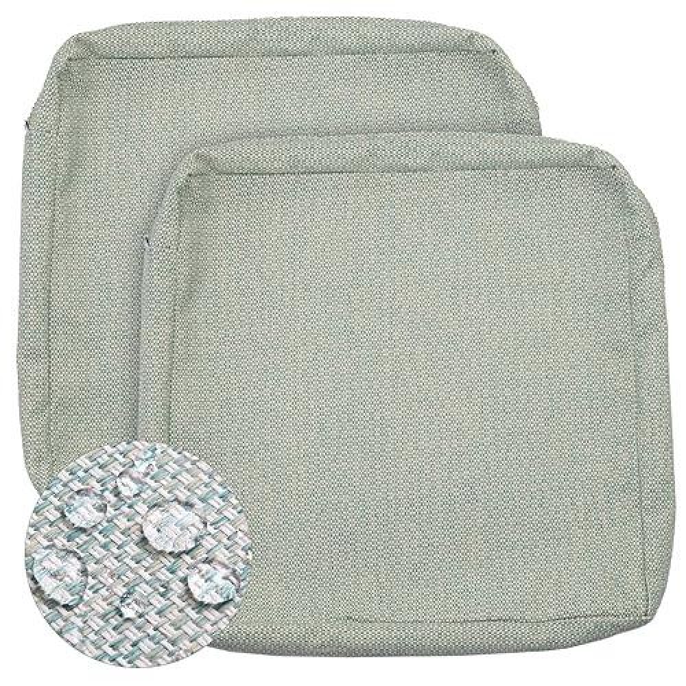 Gueglsa Replacement Outdoor Cushion Covers 25X25X5 Inch  Water Repellent Patio Seat Cushion Slipcovers  High Uv Resistant Chair Cushion Slip Cover  Set Of 2  Cream Turquoise