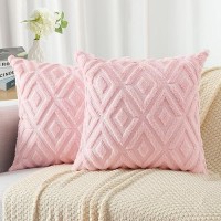 Pallene Soft Faux Fur Throw Pillow Covers 16X16 Plush Wool Decorative Pillow Covers Couch Sofa Pillow Covers For Living Room