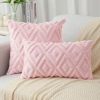 Pallene Soft Faux Fur Throw Pillow Covers 16X16 Plush Wool Decorative Pillow Covers Couch Sofa Pillow Covers For Living Room