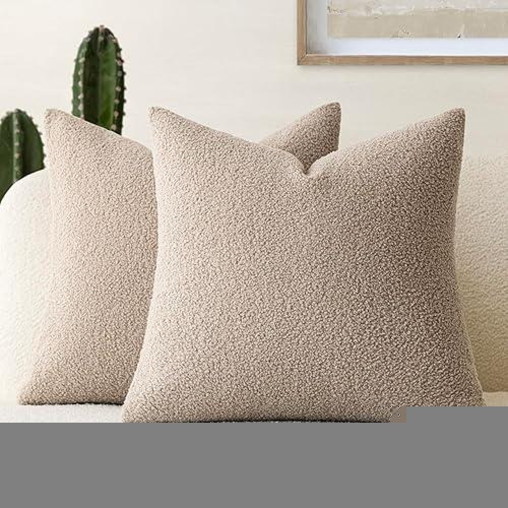 Foindtower Pack Of 2 Curly Faux Fur Decorative Throw Pillow Covers Soft Fuzzy Plush Cushion Case With Zipper Cozy Pillowcase Fo