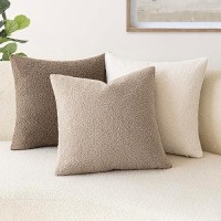 Foindtower Pack Of 2 Curly Faux Fur Decorative Throw Pillow Covers Soft Fuzzy Plush Cushion Case With Zipper Cozy Pillowcase Fo