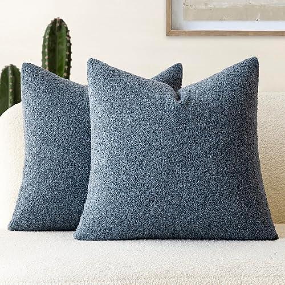 Foindtower Pack Of 2 Curly Faux Fur Decorative Throw Pillow Covers Soft Fuzzy Plush Cushion Case With Zipper Cozy Pillowcase Fo