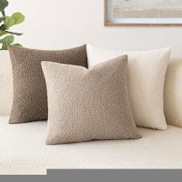 Foindtower Pack Of 2 Curly Faux Fur Decorative Throw Pillow Covers Soft Fuzzy Plush Cushion Case With Zipper Cozy Pillowcase Fo