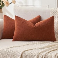 Miulee Fall Rust Couch Pillow Covers 12X20 Inch Set Of 2 Soft Chenille Decorative Throw Pillow Covers Farmhouse For Sofa Living