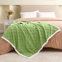 Bedelite Super Soft Throw Blanket For Couch And Bed  Lightweight Cozy Fluffy Decorative 3D Checkered Blanket  Warm And Fuzzy Fleece Blanket For Camping  Travel(Green  60