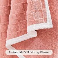 Bedelite Super Soft Throw Blanket For Couch And Bed  Lightweight Cozy Fluffy Decorative 3D Checkered Blanket  Warm And Fuzzy Fleece Blanket For Camping  Travel(Pink  50