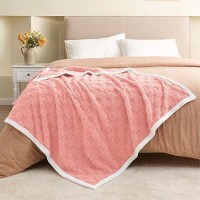 Bedelite Super Soft Throw Blanket For Couch And Bed  Lightweight Cozy Fluffy Decorative 3D Checkered Blanket  Warm And Fuzzy Fleece Blanket For Camping  Travel(Pink  50