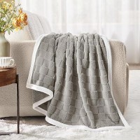 Bedelite Super Soft Throw Blanket For Couch And Bed  Lightweight Cozy Fluffy Decorative 3D Checkered Blanket  Warm And Fuzzy Fleece Blanket For Camping  Travel(Grey  60