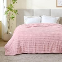 Bedelite Fleece Blanket Large King Size Blanket For Bed 3D Jacquard Decorative Pink Fuzzy Blanket Soft And Cozy Warm Plush Fl