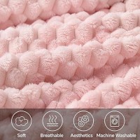 Bedelite Fleece Blanket Large King Size Blanket For Bed 3D Jacquard Decorative Pink Fuzzy Blanket Soft And Cozy Warm Plush Fl