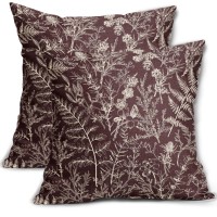 Sorfbliss Burgundy Red Pillow Covers 18X18 Set Of 2 Vintage Floral Botanical Print Spring Flower Plant Pattern Decorative Throw