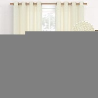 Youngstex Linen Curtains 80 Inch Length 2 Panels Cream Linen Textured Drapes With Bronze Grommet Light Filtering For Living Room