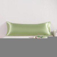 Ntbay Satin Body Pillowcase For Hair And Skin Luxurious And Silky Pillow Case With Envelope Closure 20X54 Inches Sage Green