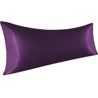 Ntbay Satin Body Pillowcase For Hair And Skin Luxurious And Silky Pillow Case With Envelope Closure 20X54 Inches Eggplant Pur