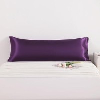 Ntbay Satin Body Pillowcase For Hair And Skin Luxurious And Silky Pillow Case With Envelope Closure 20X54 Inches Eggplant Pur