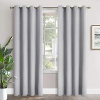 Youngstex Light Grey Blackout Curtains For Bedroom 90 Inch Length Thermal Insulated With Grommet Room Darkening Window Drapes