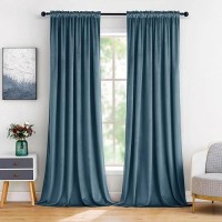 Miulee Dark Slate Velvet Curtains Thermal Insulated Blackout Curtain Drapes For Bedroom Living Room Darkening 84 Inches Long Cur