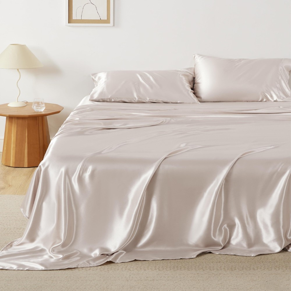 Bedsure Satin Sheets King Sheet Set 4 Pcs King Bed Sheets Similar To Silk Sheets Bed Sheets King Size For Hair And Skin Gi