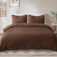 Exclusivo Mezcla California King Quilt Bedding Set Lightweight Brown Oversized King Bedspreads Soft Modern Geometric Coverlet S