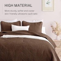 Exclusivo Mezcla California King Quilt Bedding Set Lightweight Brown Oversized King Bedspreads Soft Modern Geometric Coverlet S