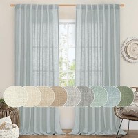 Lamit Extra Wide Linen Curtains For Bedroom Light Filtering Faux Linen Textured Panels Semi Sheer Back Tab And Rod Pocket Boho