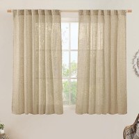 Lamit Brown Linen Curtains 45 Inches Long 2 Panels Light Filtering Panels Back Tab And Rod Pocket Neutral Drapes For Kitchenwi