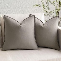 Miulee Pack Of 2 Light Grey Pillow Covers 20X20 Inch Decorative Couch Throw Pillow Covers Spring Linen Cushion Covers Set Modern