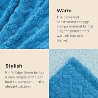 Bedsure Sherpa King Size Blanket For Bed Fuzzy Soft Cozy Blanket King Size Fleece Thick Warm Blanket For Winter Horizon Blue