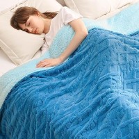 Bedsure Sherpa King Size Blanket For Bed Fuzzy Soft Cozy Blanket King Size Fleece Thick Warm Blanket For Winter Horizon Blue