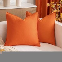 Miulee Pack Of 2 Orange Pillow Covers 20X20 Inch Decorative Couch Throw Pillow Covers Fall Linen Cushion Covers Set Modern Farmh