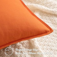 Miulee Pack Of 2 Orange Pillow Covers 20X20 Inch Decorative Couch Throw Pillow Covers Fall Linen Cushion Covers Set Modern Farmh