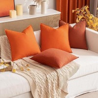 Miulee Pack Of 2 Orange Pillow Covers 20X20 Inch Decorative Couch Throw Pillow Covers Fall Linen Cushion Covers Set Modern Farmh