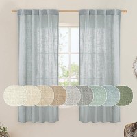 Lamit Sheer Linen Curtains 63 Inches Long For Bedroom Back Tab And Rod Pocket Linen Drapes Light Filtering Semi Sheer Curtains