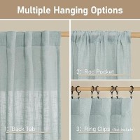 Lamit Sheer Linen Curtains 63 Inches Long For Bedroom Back Tab And Rod Pocket Linen Drapes Light Filtering Semi Sheer Curtains