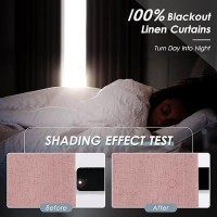 100% Blackout Linen Curtains 102 Inches Long 2 Panels Set For Bedroom Blush Pink Back Tab Black Out Curtains Modern Urban Noise Cancelling Total Light Blocking Window Curtains 102 Length 52X102