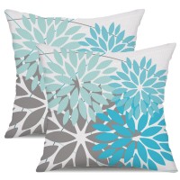 Dfxsz Outdoor Pillow Covers 16X16 Inch Set Of 2 Blue Flower Decorative Waterproof Summer Outdoor Pillow Covers For Patio Funitur