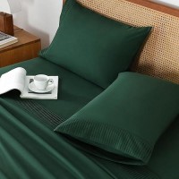 Andency Emerald Green Sheets California King Set 4 Pieces Soft Sheets For Cal King Size Bed Microfiber Sheet Set Deep Pocket