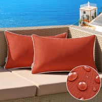 Miulee Pack Of 2 Outdoor Waterproof Pillow Covers Decorative Farmhouse Throw Pillow Covers Square Solid Color Couch Pillow Cover