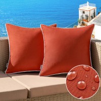 Miulee Pack Of 2 Outdoor Waterproof Pillow Covers Decorative Farmhouse Throw Pillow Covers Square Solid Color Couch Pillow Cover