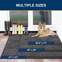 Smiry Front Door Mat Outside Entrance Heavy Duty Natural Rubber Mat Sturdy Trap Dirt And Moisture Indoor Outdoor Door Mat Eas