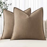 Miulee Linen Pillow Covers 20X20 Inch Khaki Decorative Linen Throw Pillow Covers Pack Of 2 Soft Accent Farmhouse Couch Pillowcas