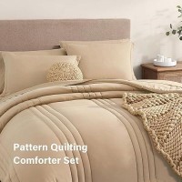 Monbix Twin Xl Comforter Twin Xl Bedding Set 5 Pieces  All Seasons Comforters Quilting Design Fluffy Bed Set Warm Twin Xl Comforter Set With Sheets(Peach Pink  Twin Xl  66